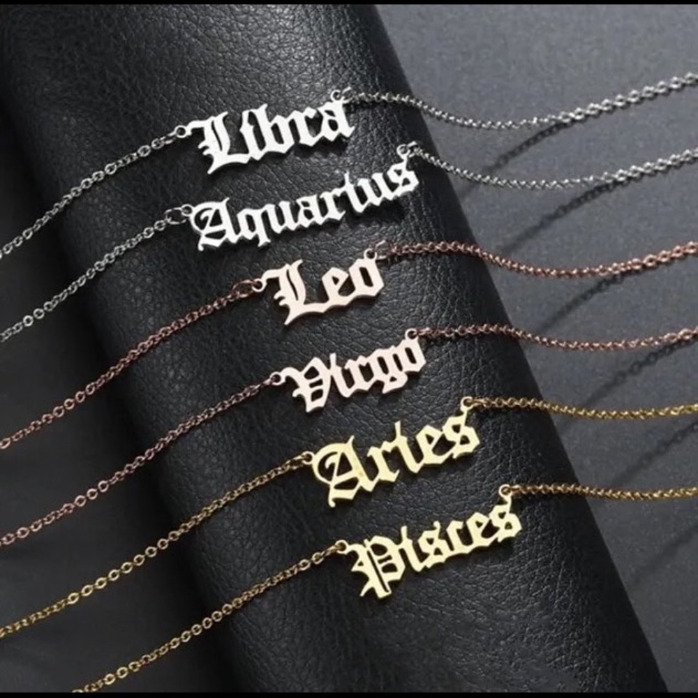 12 constellation zodiac chain necklace in color gold